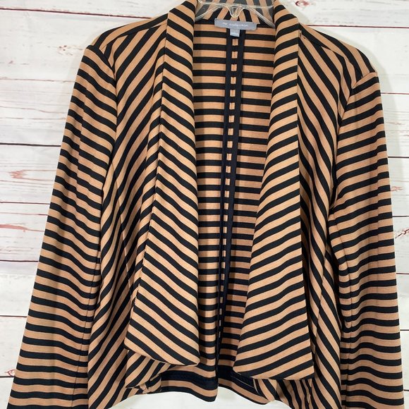 NY Collection Brown & Black Striped Open Sweater Jacket NWOT Women's Size Large - Picture 3 of 10